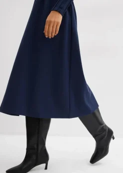 bonprix Kleider|Bekleidung·Pullover & Strickjacken|Bequemes Kleid mit Zierfalten aus Viskose-Mix dunkelblau