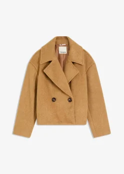 bonprix Bekleidung·Hosen|Jacken & Mäntel|Übergangsjacke in Wolloptik haselnuss