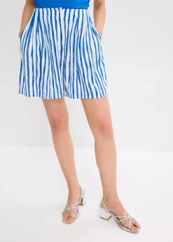 bonprix Bekleidung·Outdoorbekleidung|Bekleidung·Kleider|Bermuda aus fließender Viscose weiß/arktikblau gestreift