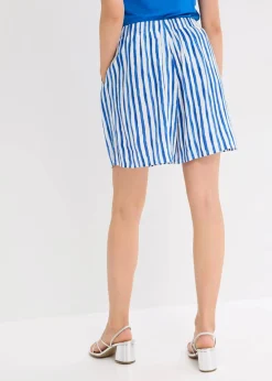 bonprix Bekleidung·Outdoorbekleidung|Bekleidung·Kleider|Bermuda aus fließender Viscose weiß/arktikblau gestreift