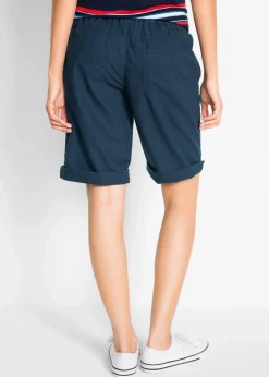 bonprix Hosen|Shorts|Bermuda mit Leinen dunkelblau