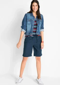 bonprix Hosen|Shorts|Bermuda mit Leinen dunkelblau