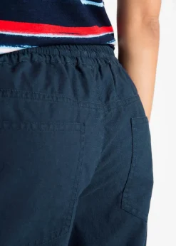 bonprix Hosen|Shorts|Bermuda mit Leinen dunkelblau