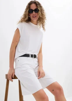 bonprix Bekleidung·Outdoorbekleidung|Bekleidung·Kleider|Bermuda mit offener Saumkante weiß
