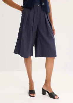 bonprix Bekleidung·Outdoorbekleidung|Bekleidung·Kleider|Bermudas mit Bundfalten dunkelblau meliert