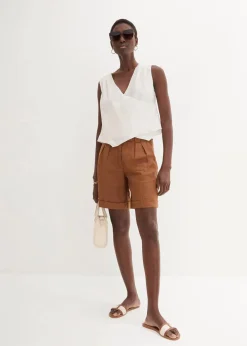 bonprix Bekleidung·Outdoorbekleidung|Bekleidung·Kleider|Bermudashorts aus reinem Leinen cognac braun