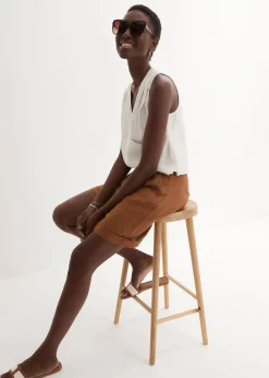 bonprix Bekleidung·Outdoorbekleidung|Bekleidung·Kleider|Bermudashorts aus reinem Leinen cognac braun