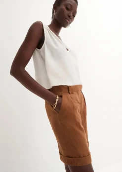 bonprix Bekleidung·Outdoorbekleidung|Bekleidung·Kleider|Bermudashorts aus reinem Leinen cognac braun