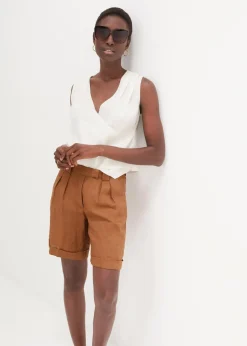 bonprix Bekleidung·Outdoorbekleidung|Bekleidung·Kleider|Bermudashorts aus reinem Leinen cognac braun