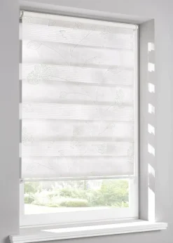 bonprix Rollos|Besticktes Doppelrollo mit Blumen weiß