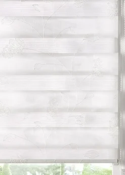 bonprix Rollos|Besticktes Doppelrollo mit Blumen weiß