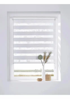 bonprix Rollos|Besticktes Doppelrollo mit Blumen weiß