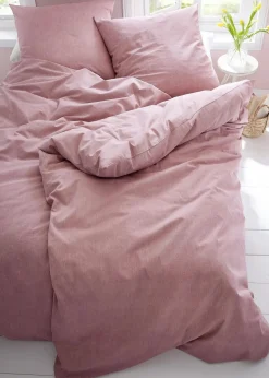 bonprix Bettwäsche|Bettwäsche in Leinenoptik altrosa