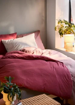 bonprix Bettwäsche|Bettwäsche in Leinenoptik altrosa