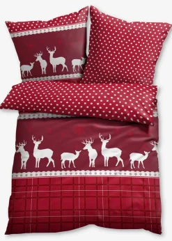 bonprix Bettwäsche|Weihnachtsdeko & -Textilien·Bettwäsche|Bettwäsche mit Elch rot