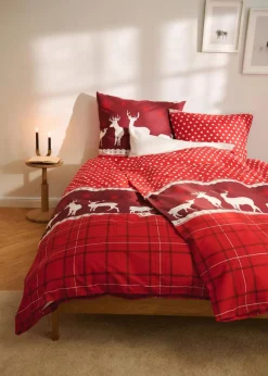 bonprix Bettwäsche|Weihnachtsdeko & -Textilien·Bettwäsche|Bettwäsche mit Elch rot