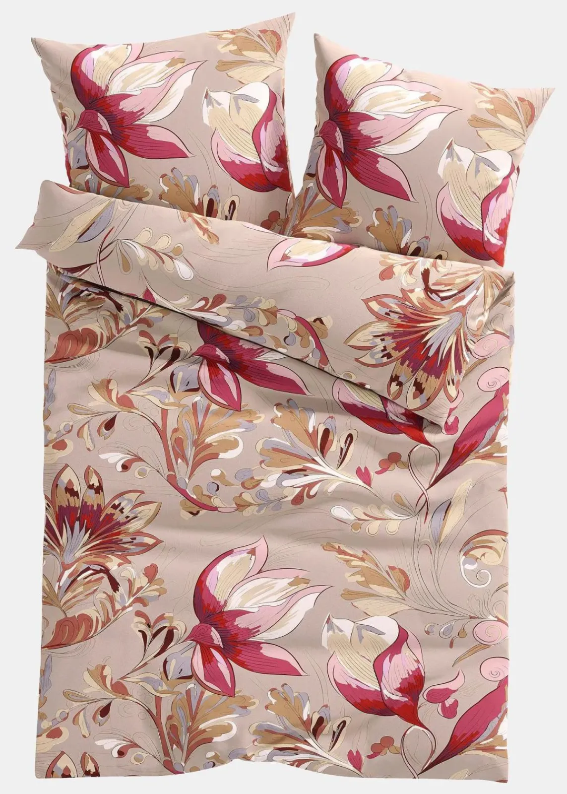 bonprix Bettwäsche|Bettwäsche mit floralem Design taupe