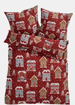 bonprix Bettwäsche|Weihnachtsdeko & -Textilien·Bettwäsche|Bettwäsche mit Häusern rot