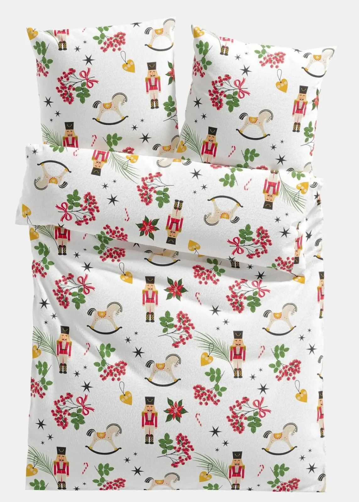 bonprix Bettwäsche|Weihnachtsdeko & -Textilien·Bettwäsche|Bettwäsche mit Nußknackern weiß/bunt