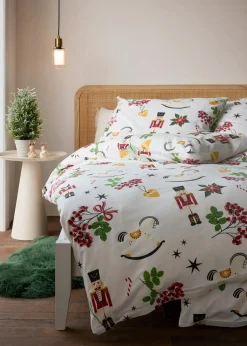 bonprix Bettwäsche|Weihnachtsdeko & -Textilien·Bettwäsche|Bettwäsche mit Nußknackern weiß/bunt