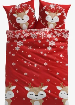 bonprix Bettwäsche|Weihnachtsdeko & -Textilien·Bettwäsche|Bettwäsche mit Rentieren rot
