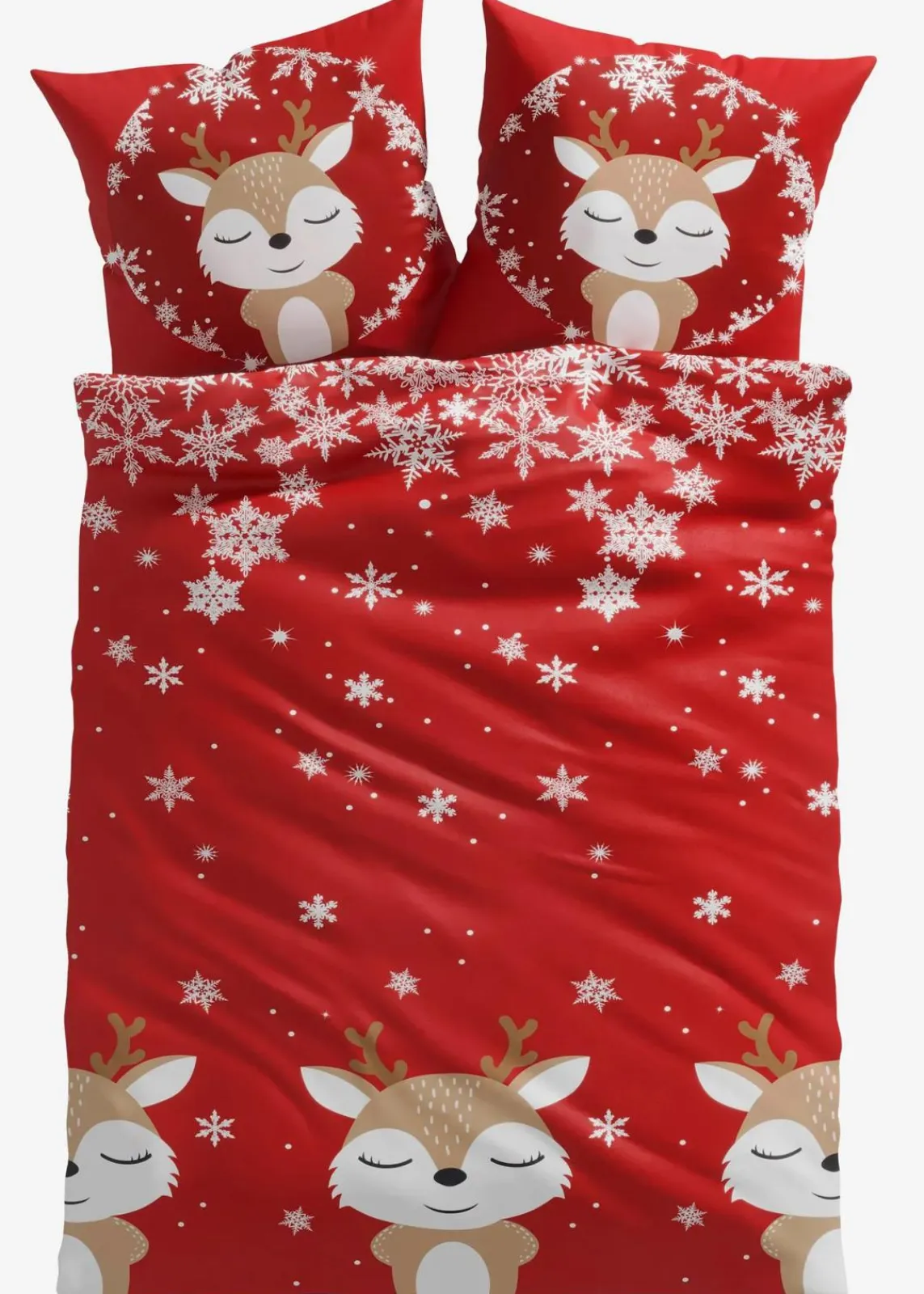 bonprix Bettwäsche|Weihnachtsdeko & -Textilien·Bettwäsche|Bettwäsche mit Rentieren rot