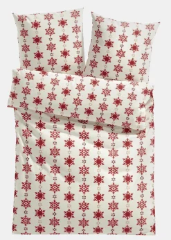 bonprix Weihnachtsdeko & -Textilien·Bettwäsche|Bettwäsche|Bettwäsche mit Schneeflocken weiß/rot