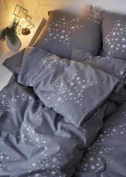 bonprix Bettwäsche|Weihnachtsdeko & -Textilien·Bettwäsche|Bettwäsche mit Sternen grau