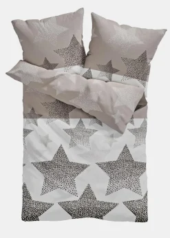 bonprix Weihnachtsdeko & -Textilien·Bettwäsche|Bettwäsche|Bettwäsche mit Sternen taupe/weiß