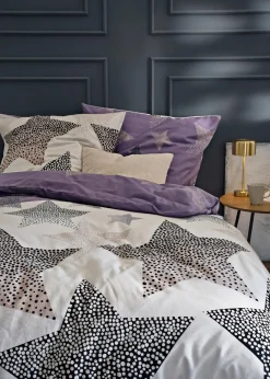 bonprix Weihnachtsdeko & -Textilien·Bettwäsche|Bettwäsche|Bettwäsche mit Sternen taupe/weiß