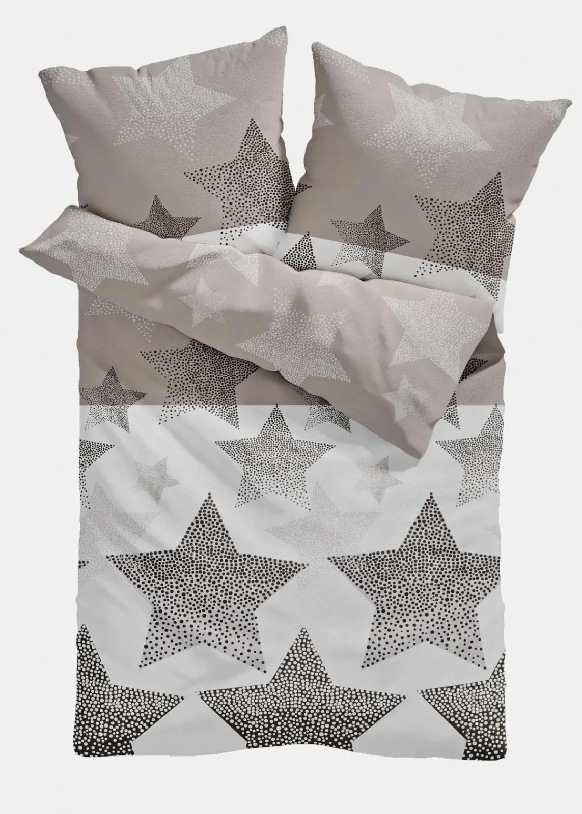 bonprix Weihnachtsdeko & -Textilien·Bettwäsche|Bettwäsche|Bettwäsche mit Sternen taupe/weiß