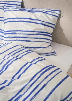 bonprix Bettwäsche|Bettwäsche mit Streifen blau/weiß
