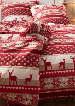 bonprix Bettwäsche|Weihnachtsdeko & -Textilien·Bettwäsche|Bettwäsche mit winterlichem Design rot