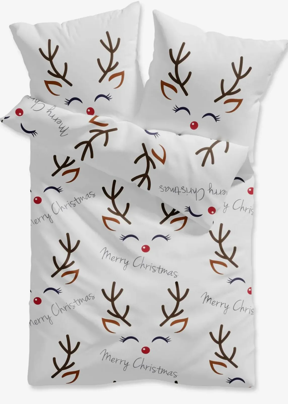 bonprix Bettwäsche|Weihnachtsdeko & -Textilien·Bettwäsche|Bettwäsche mit witzigem Rentier-Motiv und Schriftzug weiß
