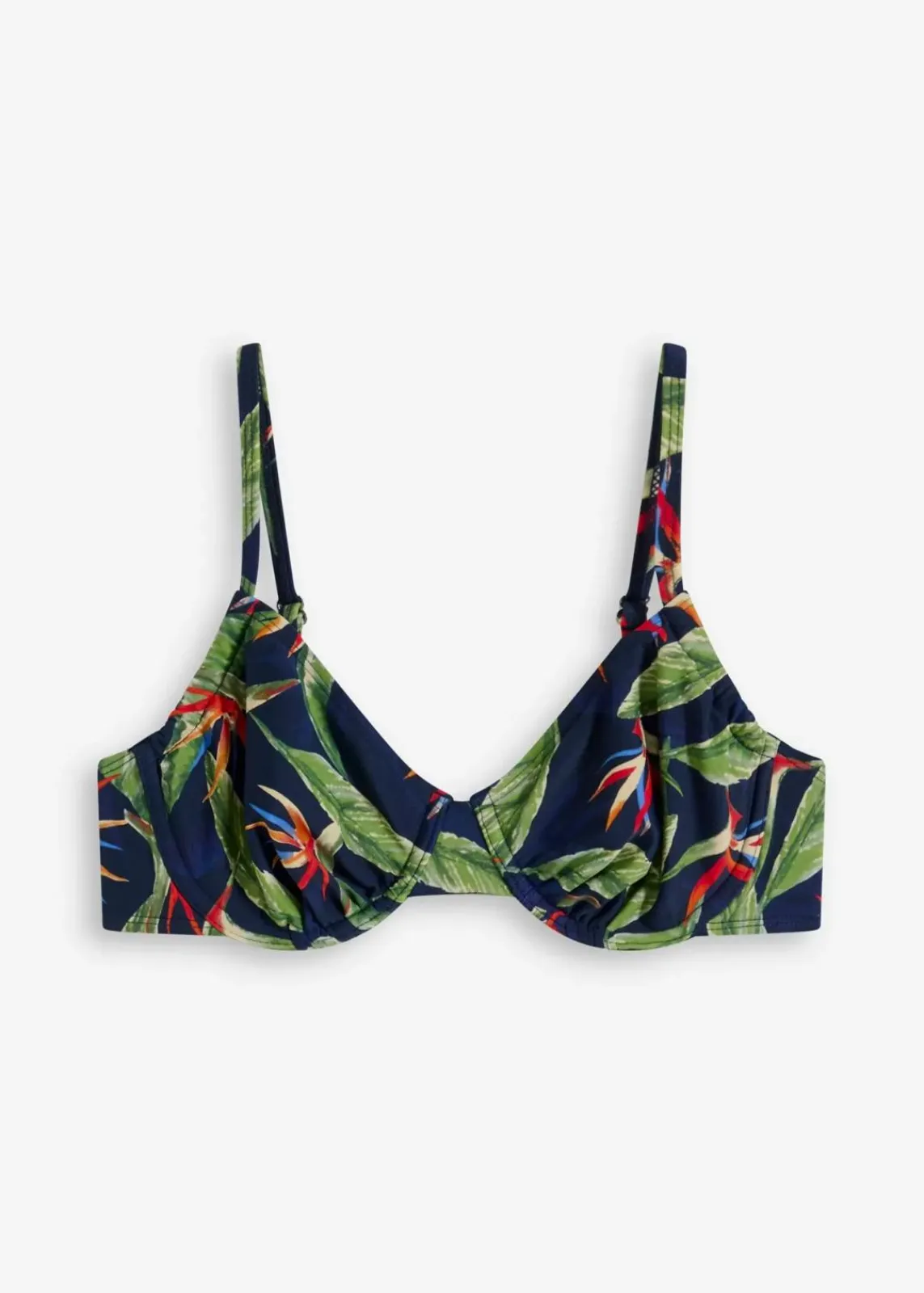 bonprix Große Cups D-F|Nachhaltigere Materialien|Bügel Bikini Oberteil dunkelblau floral