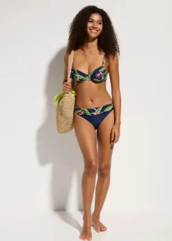 bonprix Große Cups D-F|Nachhaltigere Materialien|Bügel Bikini Oberteil dunkelblau floral