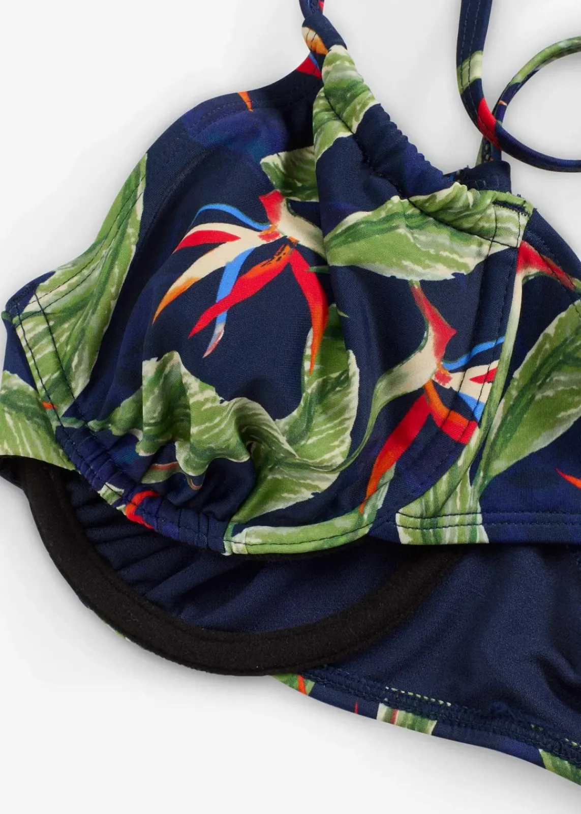 bonprix Große Cups D-F|Nachhaltigere Materialien|Bügel Bikini Oberteil dunkelblau floral