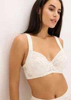 bonprix Wäsche·Dessous|Wäsche·Große Cups D-H|Bügel-BH aus zarter Spitze wollweiß
