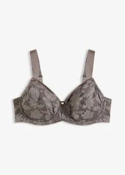 bonprix Wäsche·Dessous|Wäsche·Große Cups D-H|Bügel-BH mit gepolsterten Trägern und Glanzeffekt granitgrau