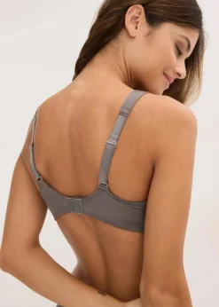 bonprix Wäsche·Dessous|Wäsche·Große Cups D-H|Bügel-BH mit gepolsterten Trägern und Glanzeffekt granitgrau