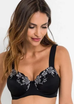 bonprix Große Cups D-H|Bhs|Bügel-BH mit gepolsterten Trägern (2er Pack) schwarz+schwarz/weiß