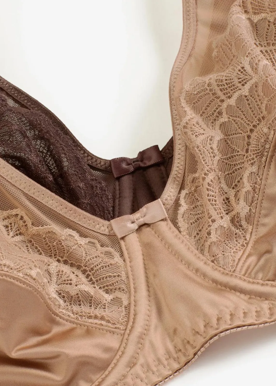 bonprix Wäsche·Dessous|Wäsche·Große Cups D-H|Bügel-BH mit Glanzeffekt (2er Pack) dunkelbraun+camel