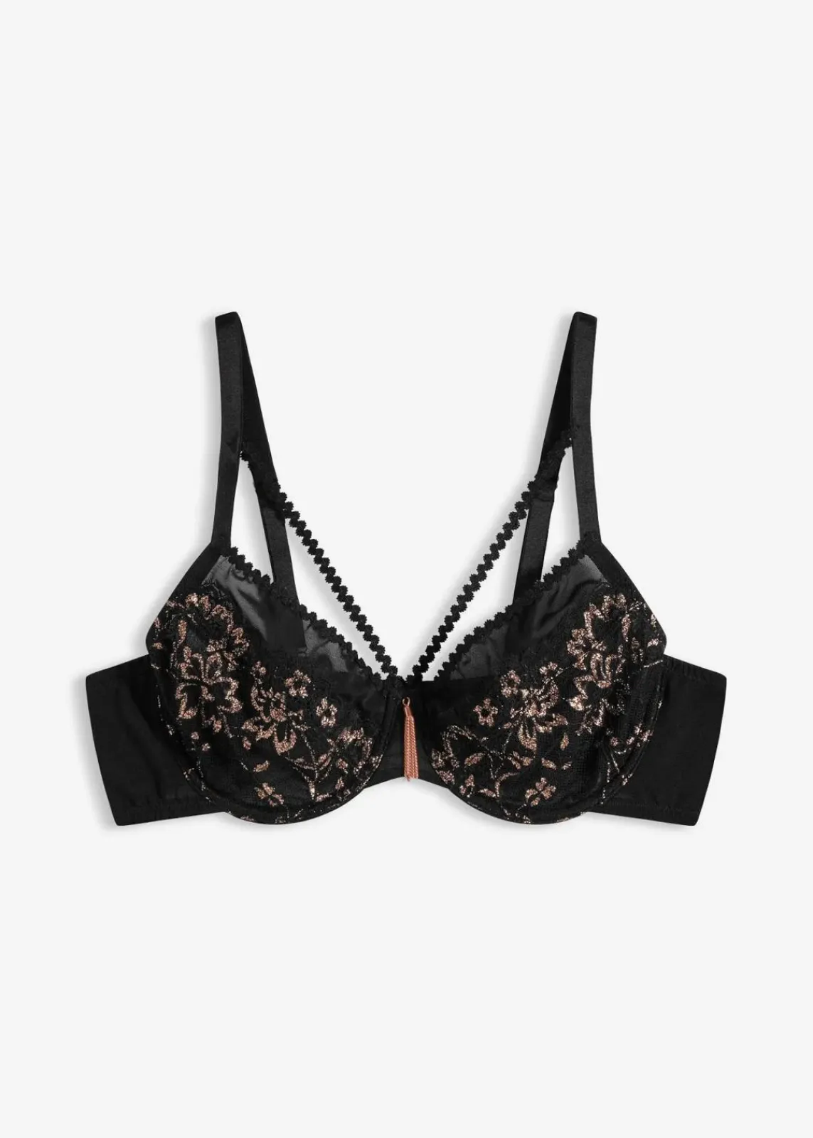 bonprix Große Cups D-H|Nachhaltigere Materialien|Bügel-BH mit Glitzergarn schwarz/kupfer
