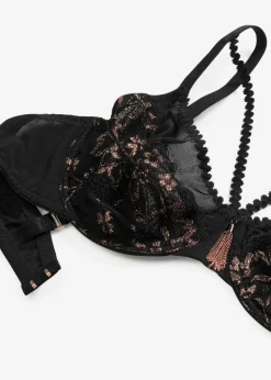 bonprix Große Cups D-H|Nachhaltigere Materialien|Bügel-BH mit Glitzergarn schwarz/kupfer