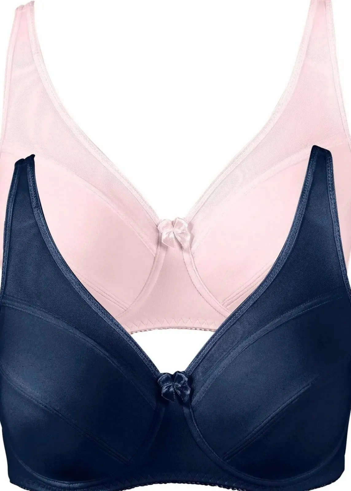 bonprix Große Cups D-H|Bhs|Bügel-BH mit Mesh (2er Pack) zartrosa+dunkelblau