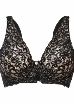 bonprix Wäsche·Dessous|Wäsche·Große Cups D-H|Bügel-BH mit zarter Spitze schwarz/puder geblümt