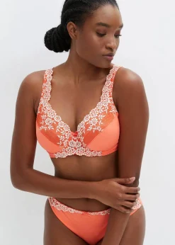 bonprix Große Cups D-H|Nachhaltigere Materialien|Bügel-BH mit zarter Spitze (2er Pack) lachsorange+hellviolett