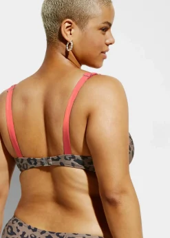 bonprix Große Cups D-F|Nachhaltigere Materialien|Bügel-Bikini mit Bindebändern (2-tlg.Set) beige/schwarz leo bedruckt
