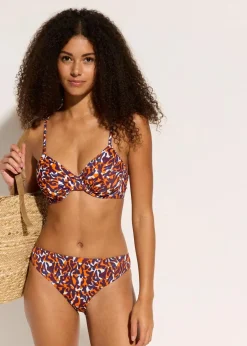 bonprix Nachhaltigere Materialien|Bikinis|Bügel-Bikini mit hohem Beinausschnitt (2-tlg.Set) lila/hellbraun leo bedruckt