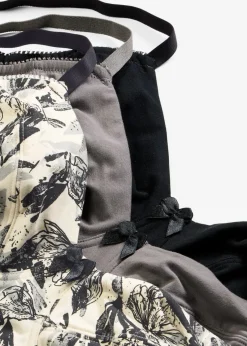 bonprix Große Cups D-H|Nachhaltigere Materialien|BH (3er Pack) naturbeige/schwarz geblümt+schwarz+granitgrau